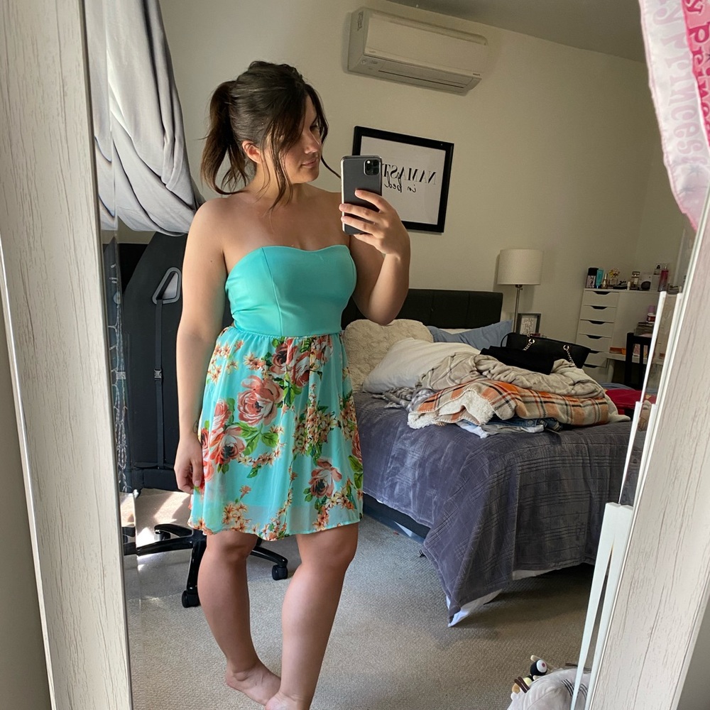 Strapless floral dress